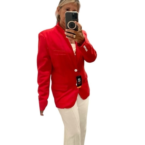 Soho Collection Red Cotton Blend Blazer.Size 48=M - Picture 3 of 16